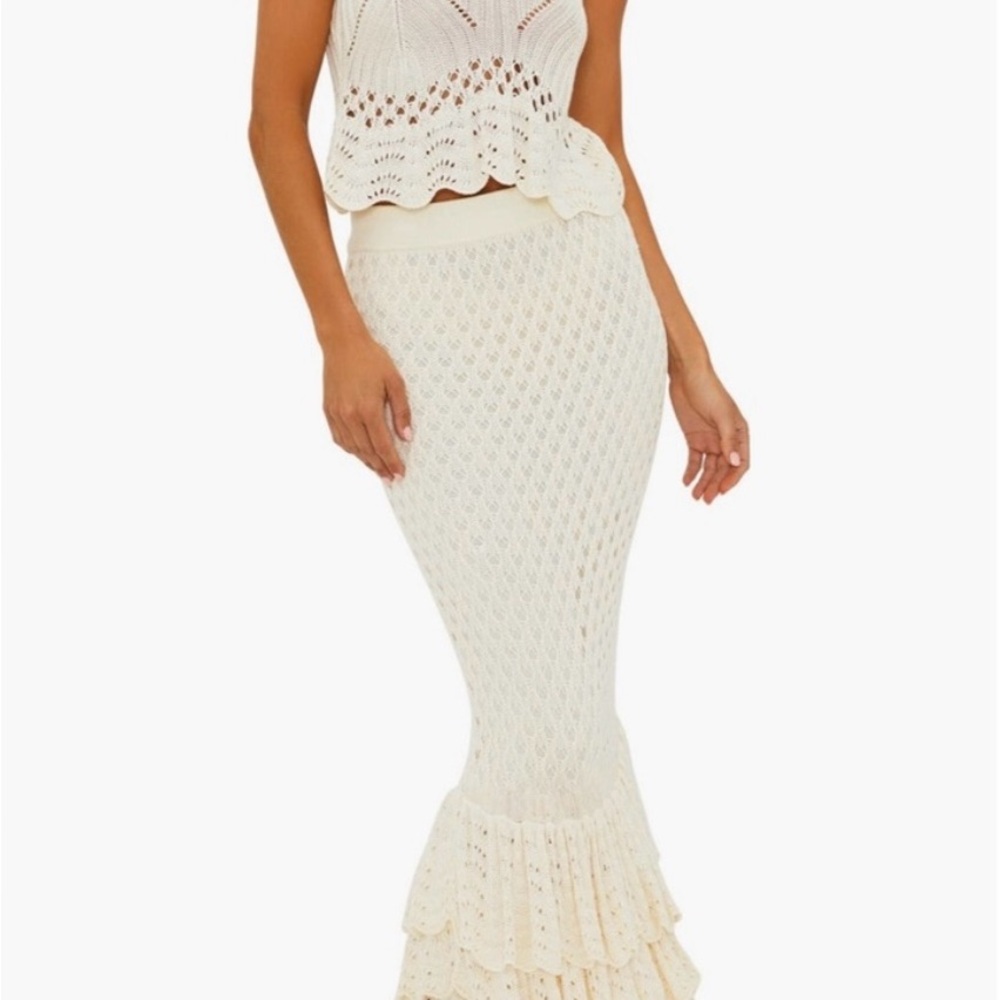 BEACH RIOT set. Ivory Crochet Top & Skirt (S top/ XS skirt)